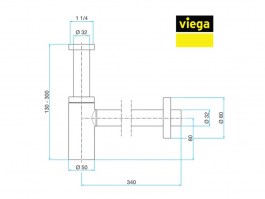 MEDIDAS SIFON BOTELLA PARA LAVABO ELEGANTA VIEGA